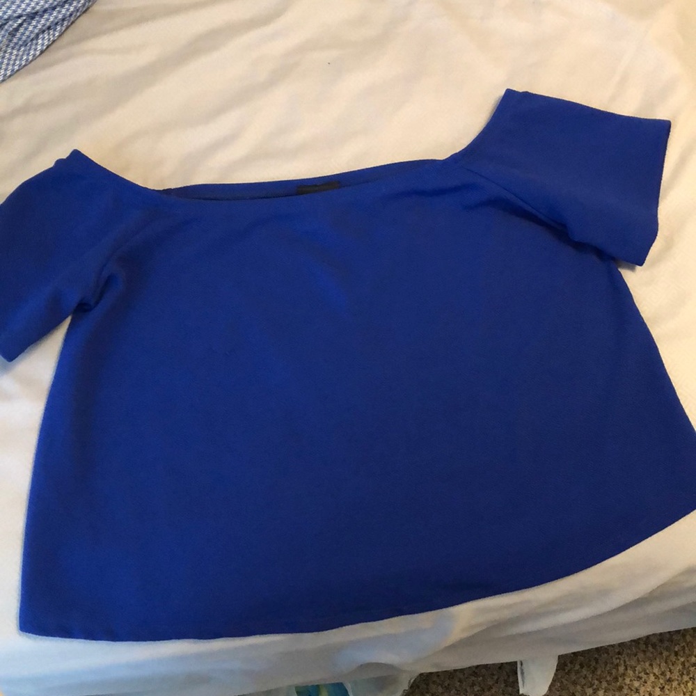 Blue, Off the shoulder, Crop top